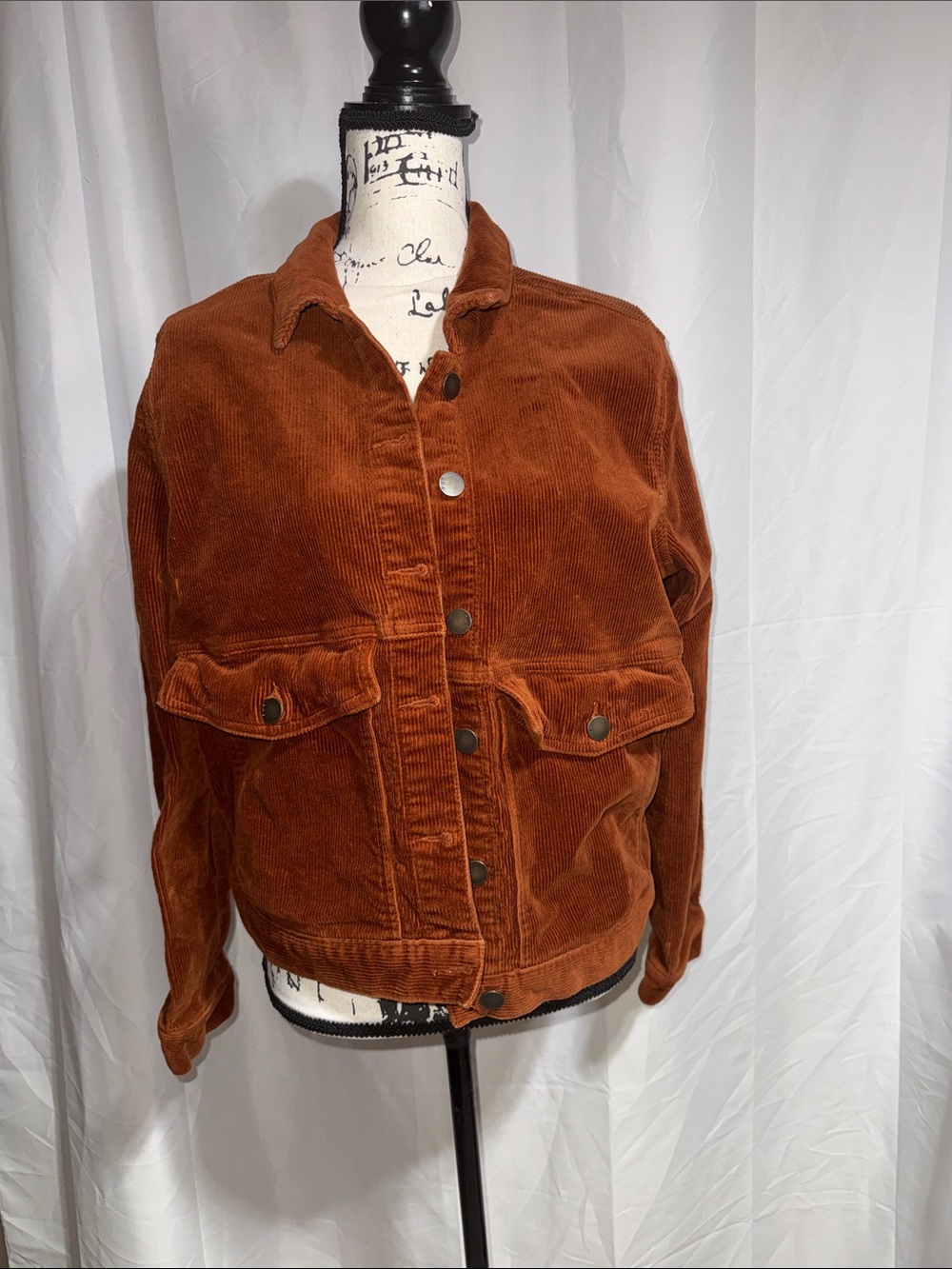 a.n.a Corduroy Button-Front Jacket in Rust Brown